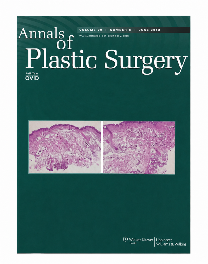 쥬브젠 자가진피재생술 학술 근거 — Annals of Plastic Surgery 70권 6호(2013년 6월) 표지 논문